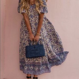 Spell Folk Song Square Neck Gown, Sky, XS